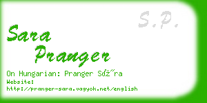 sara pranger business card